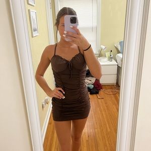 H&M Brown Ruched Dress